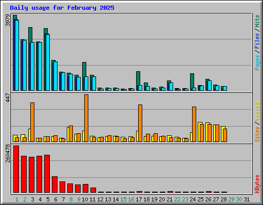 Daily usage for February 2025